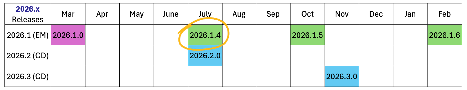 IRIS 2026.1 maintenance schedule
